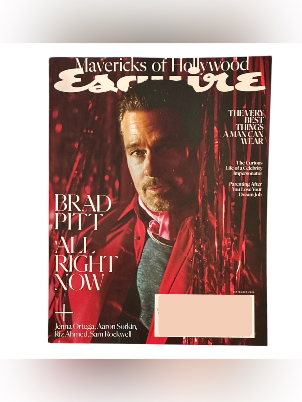 Esquire Magazine September 2026 Brad Pitt Jenna Ortega Aaron Sorkin Riz Ahmed